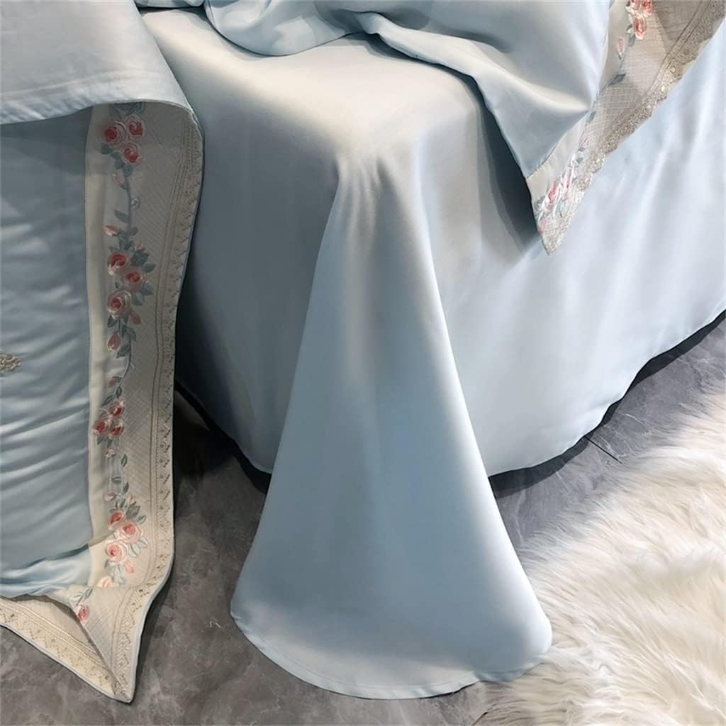 Floral Embroidered Duvet Cover Bedding Set Sheet and Pillowcase Soft and Comfortable Home Textiles (Color : D, Size : 220 * 240cm)