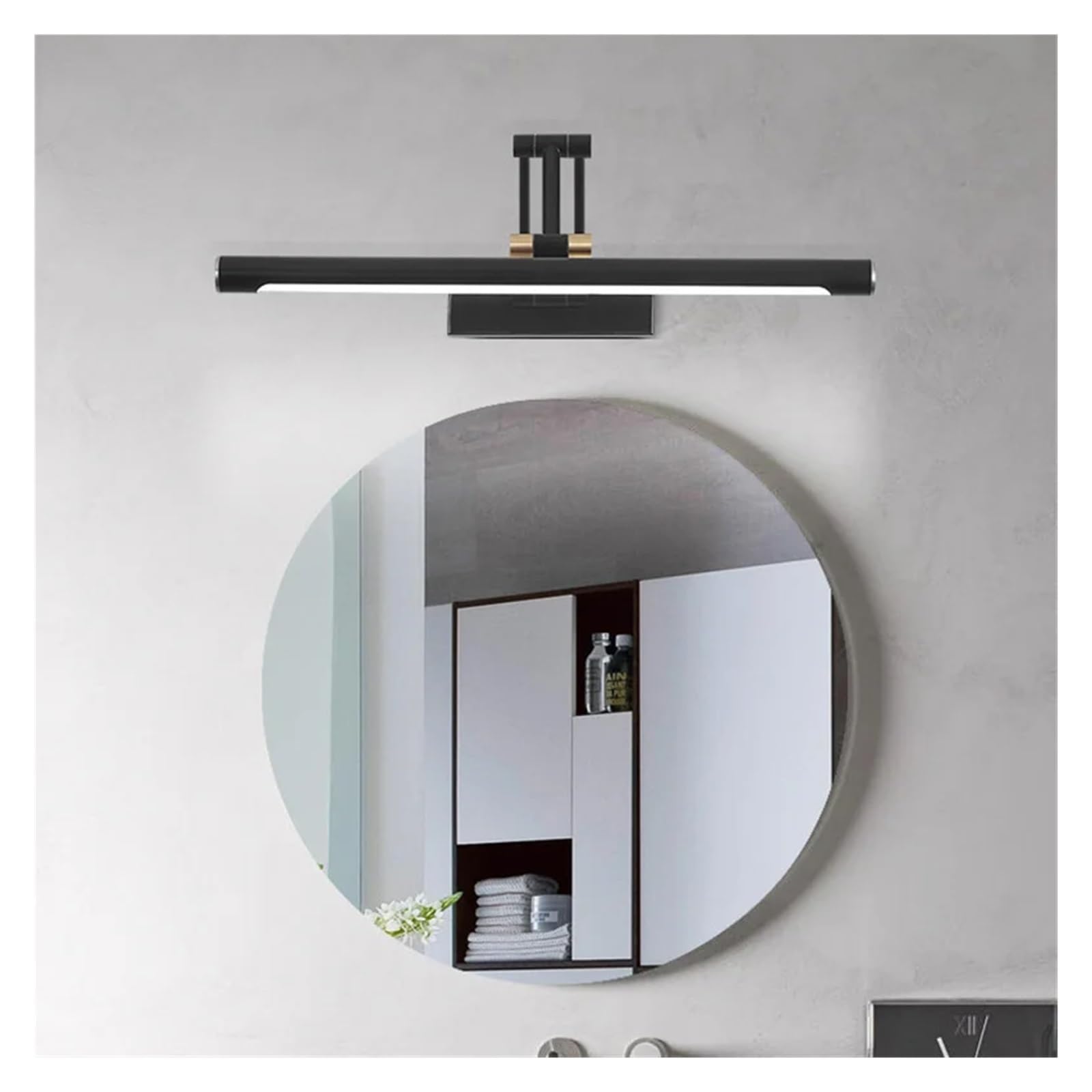 Lustrzana Kinkiet Nordic Modern LED Oświetlenie Wewnętrzne Wystrój Pokoju Kinkiety Do Łazienki Salon Sypialnia Oprawa Oświetleniowa Stabilne OśWietlenie(Cool White,Black Gold 43cm)