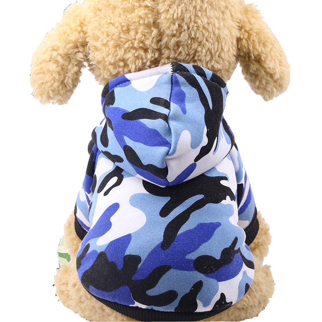 Abcsea 1 Piece Camouflage Color Pet Warm Clothes, Dog Sweater Hoodies, Pet Winter Clothing, Pet Hoodies, Dog Clothes, Blue L Size