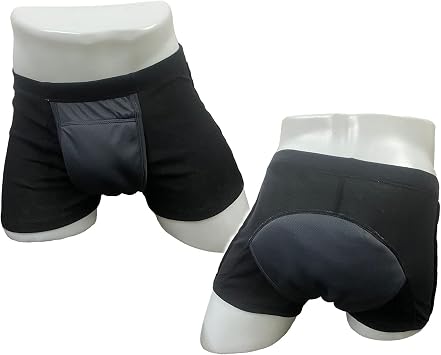 Mens Washable Incontinence Underwear Adults Patient Reusable Breathable Boxer Diapers for Adults Prostate 200ml XX-Large, Black