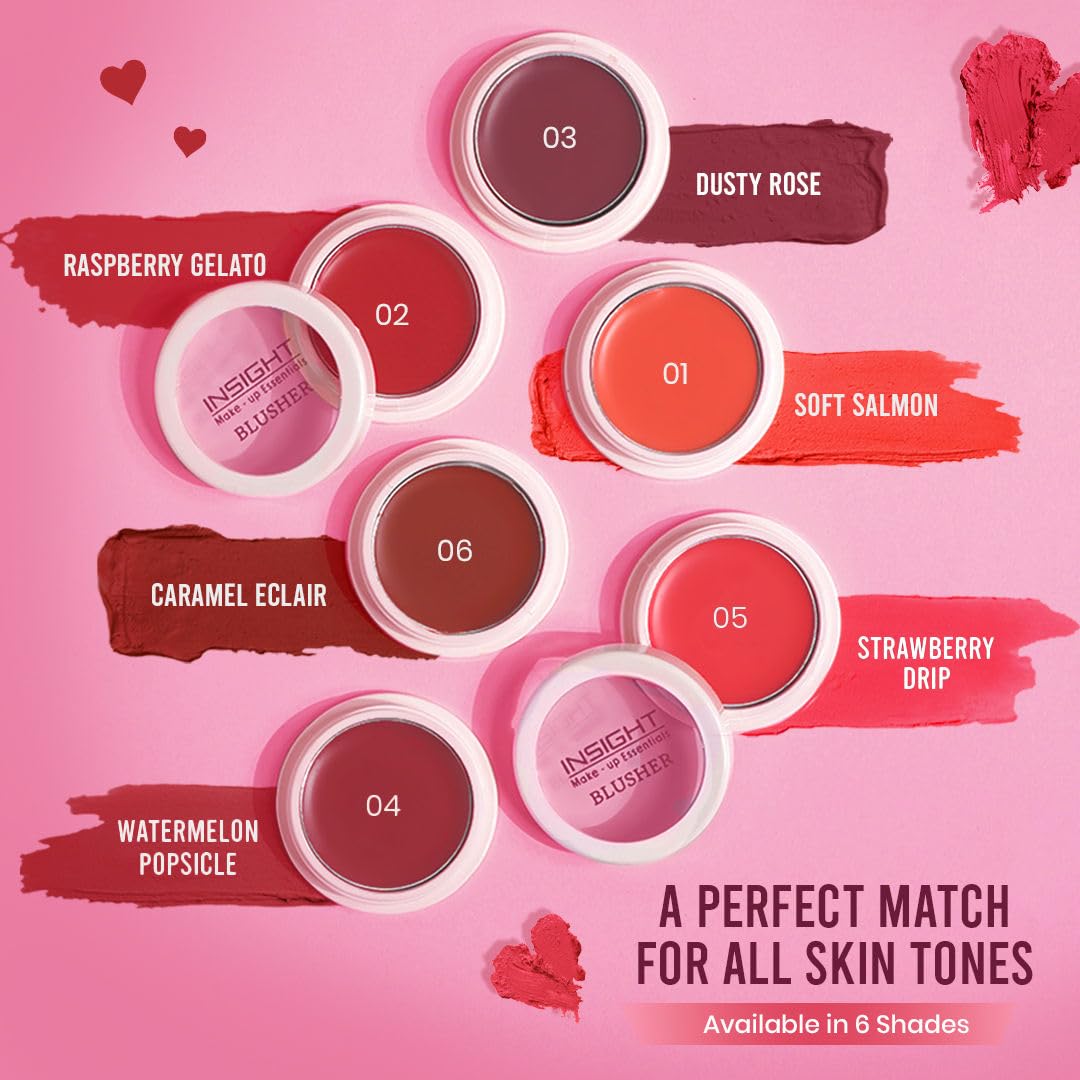 INSIGHT Blusher | Blendable Formula | Natural Dewy Finish | Creamy Matte Texture | Multiuse | Highly Pigmented |Infused With Vitamin E| Raspberry Gelato-3.5g 4