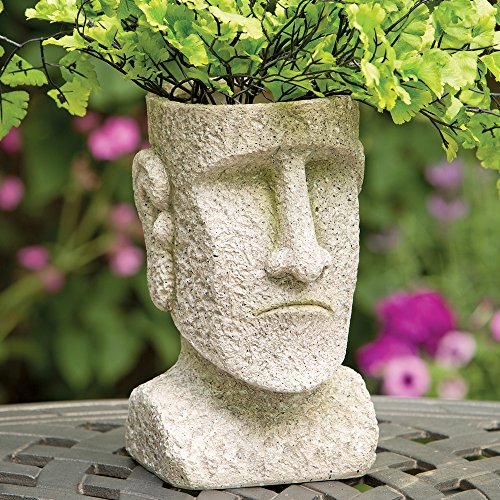 Bits and Pieces Indoor/Outdoor Easter Island Statue Planter Urn for