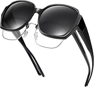 URUMQI Polarized Fit Sunglasses Over Glasses for Women Men, Trendy Wrap Around Sunglasses with UV400 Protection