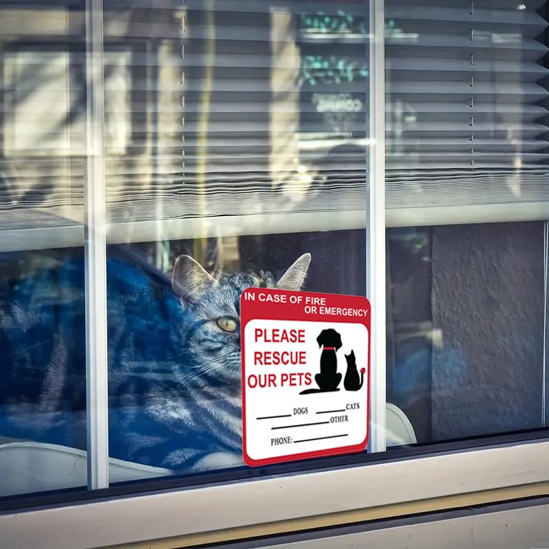 Image of Adullpony in Case of Fire or Emergency Please Rescue Our Pets Stickers - Pet Alert Safety Stickers, 5x4 inch Pet Fire Rescue Signs for Car and Home Windows 6PCS