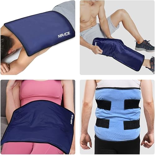 Miniatura 4 de Bolsa de hielo extra grande para lesiones reutilizable Terapia de compresa de gel frío para dolor y lesiones de espalda, rodilla, hombro, cadera,