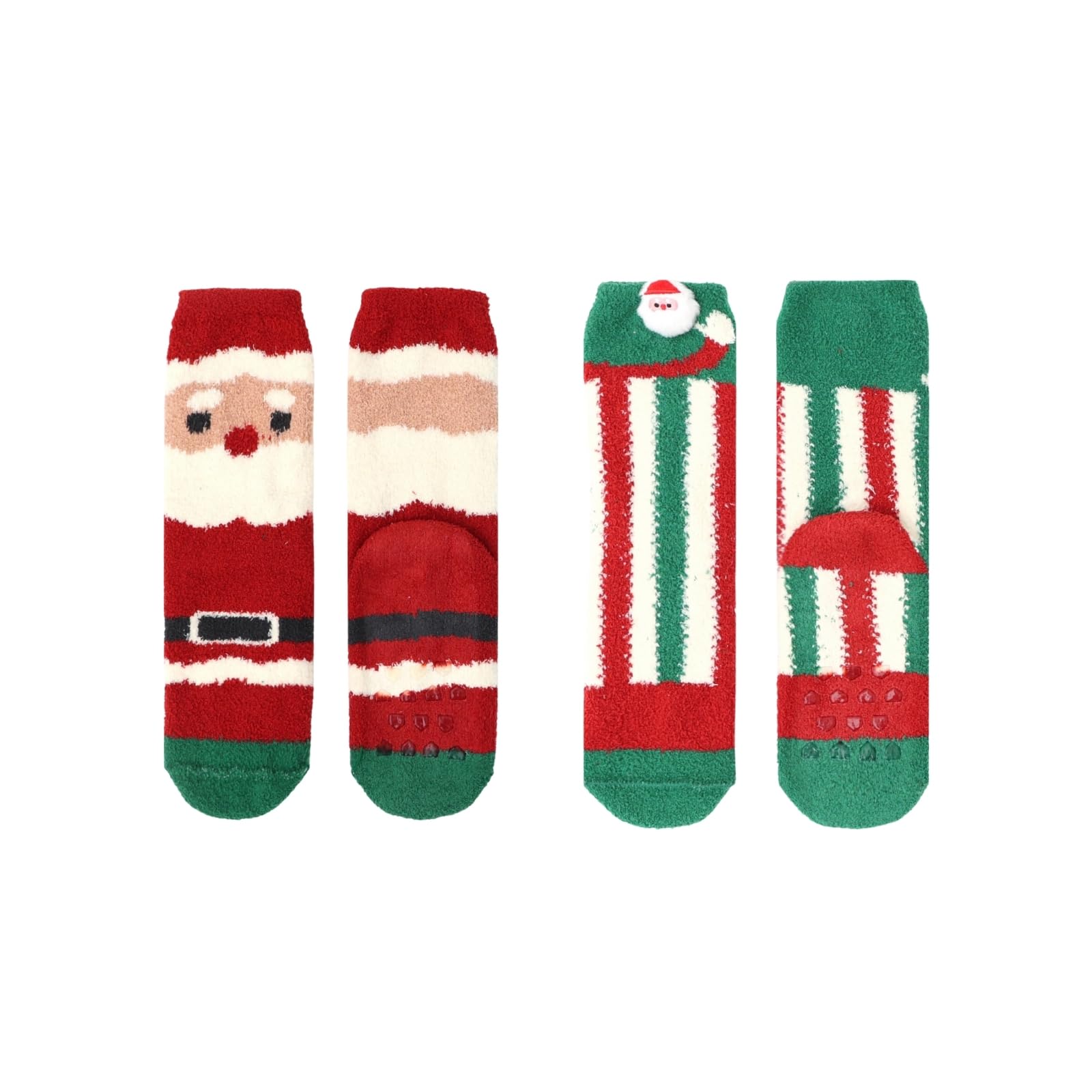 Ivachy Women's Green Festive Xmas Slipper Socks Non Slip Socks With Grip Cozy Causual In
