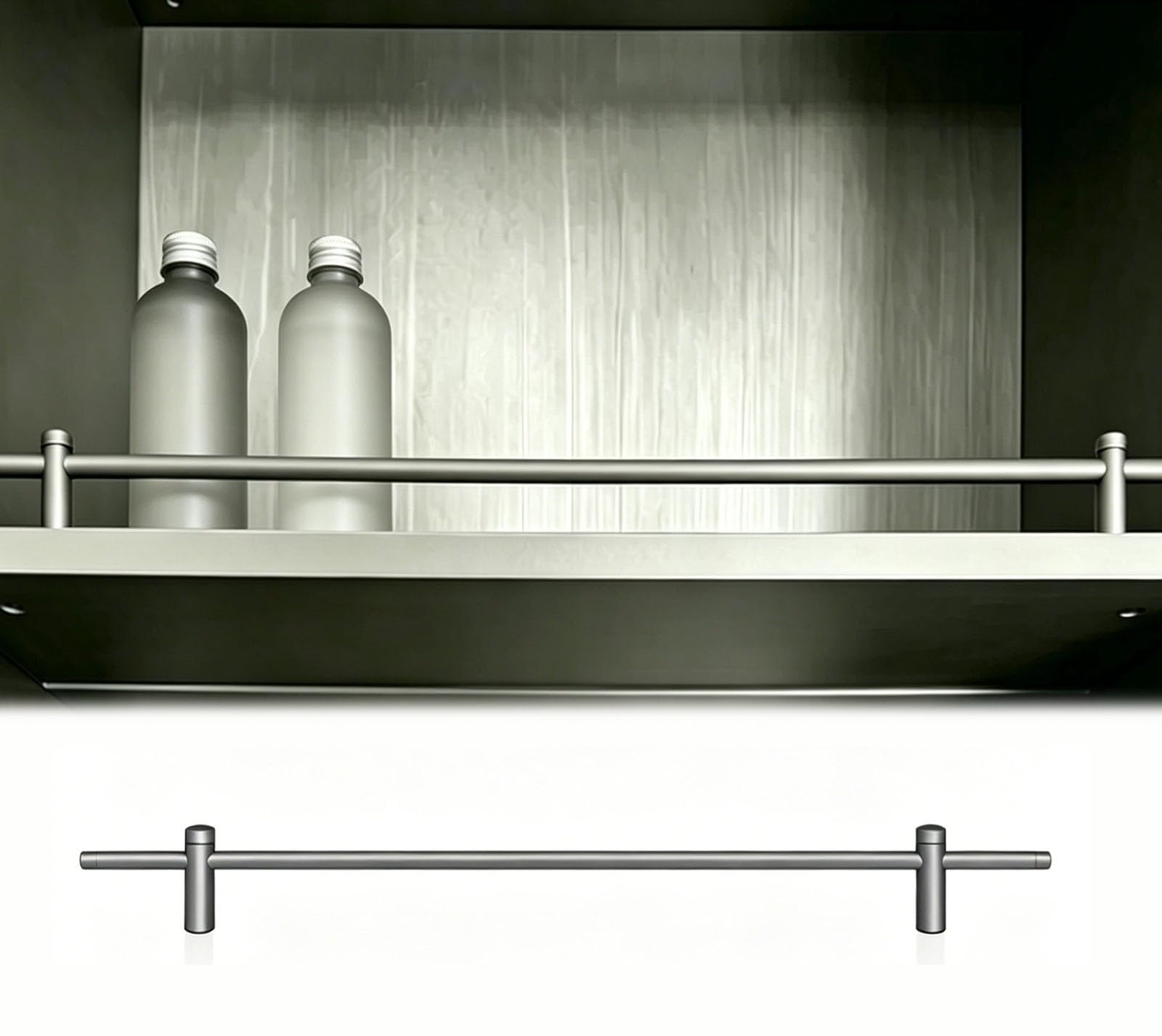 HDYZJQ Wine Cabinet Open Shelf Rail Fence Set, Decorative Small Shelf Railing for Bathroom Rack & Glass Display Cabinet, Long Floating Shelf Railing Rod(10pcs Gray,52"/132cm)