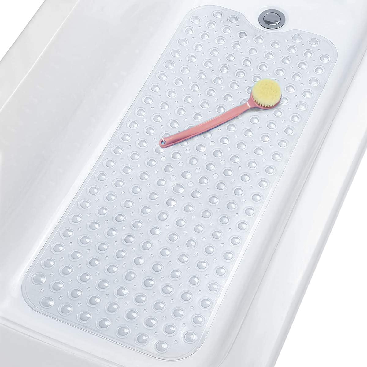 AIOMEST Extra Long Bathtub Mat, Non-Slip Shower Bathroom Mats, Drain Hole with Suction Cup (39 x 16 inch, Clear): Home & Kitchen