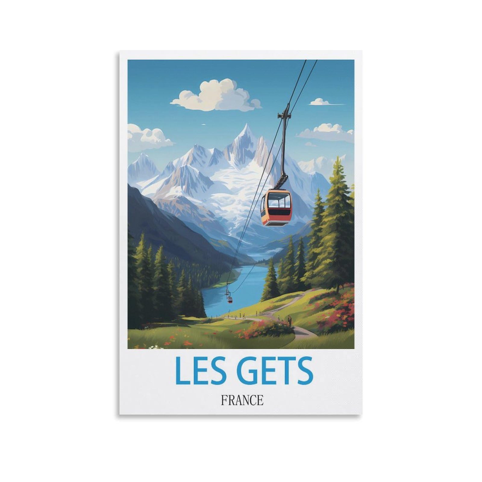 CYYHGEE Les Gets France Vintage Travel Poster 20x30inch(50x75cm) Canvas Poster Wall Art Living Room Home Decor