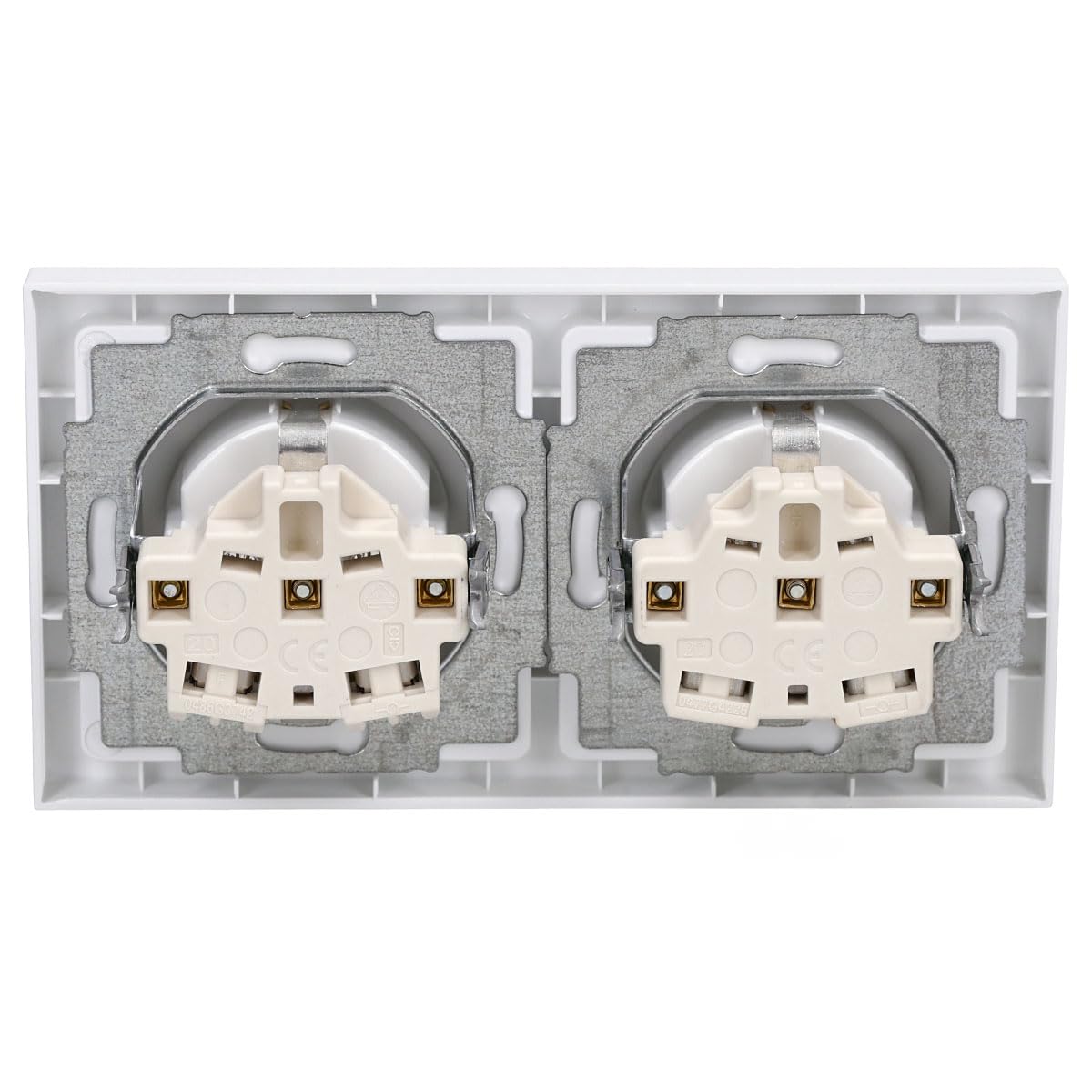 Busch-Jaeger future® linear 10er Komplett-Set: 2x 20 EUC-84 SCHUKO Schutzkontakt-Steckdose + 1722-84K Abdeckrahmen 2-fach, studioweiß