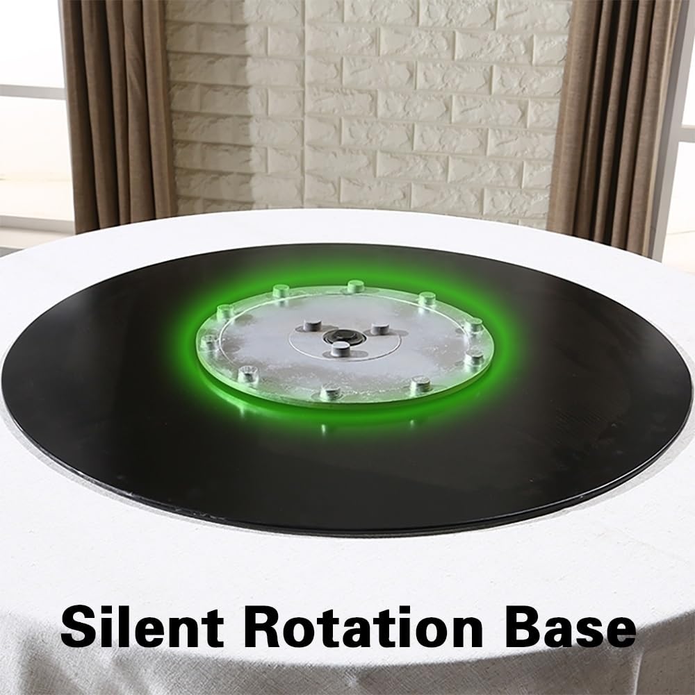 Duża 61 cm czarna szklana taca do serwowania Lazy Susan obracana o 360° gładki obrót idealna na przyjęcia w jadalni i dzielenie się jedzeniem bez wysiłku elegancka i funkcjonalna zastawa stołowa