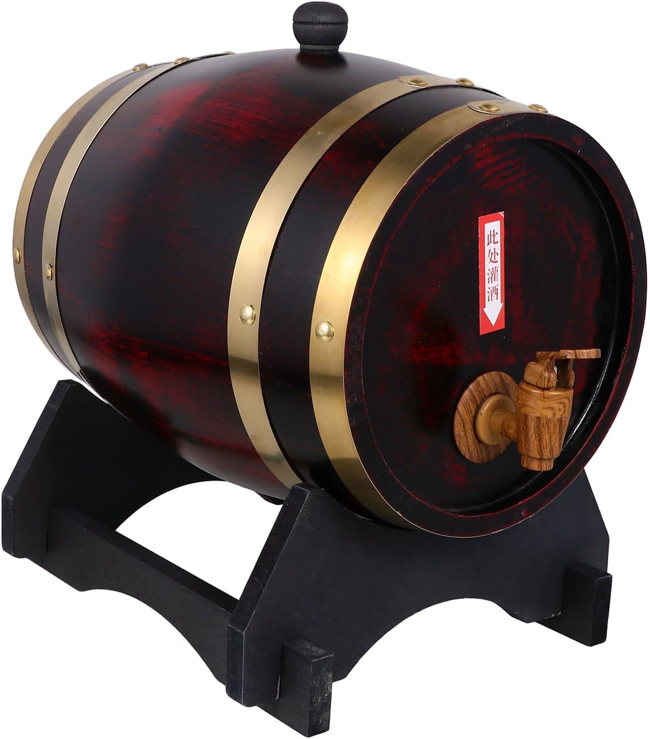 PRETYZOOM Wooden Wine Barrel Set 5 Liter Oak Beer and Red Wine Storage Cask for Home Cellar Pub