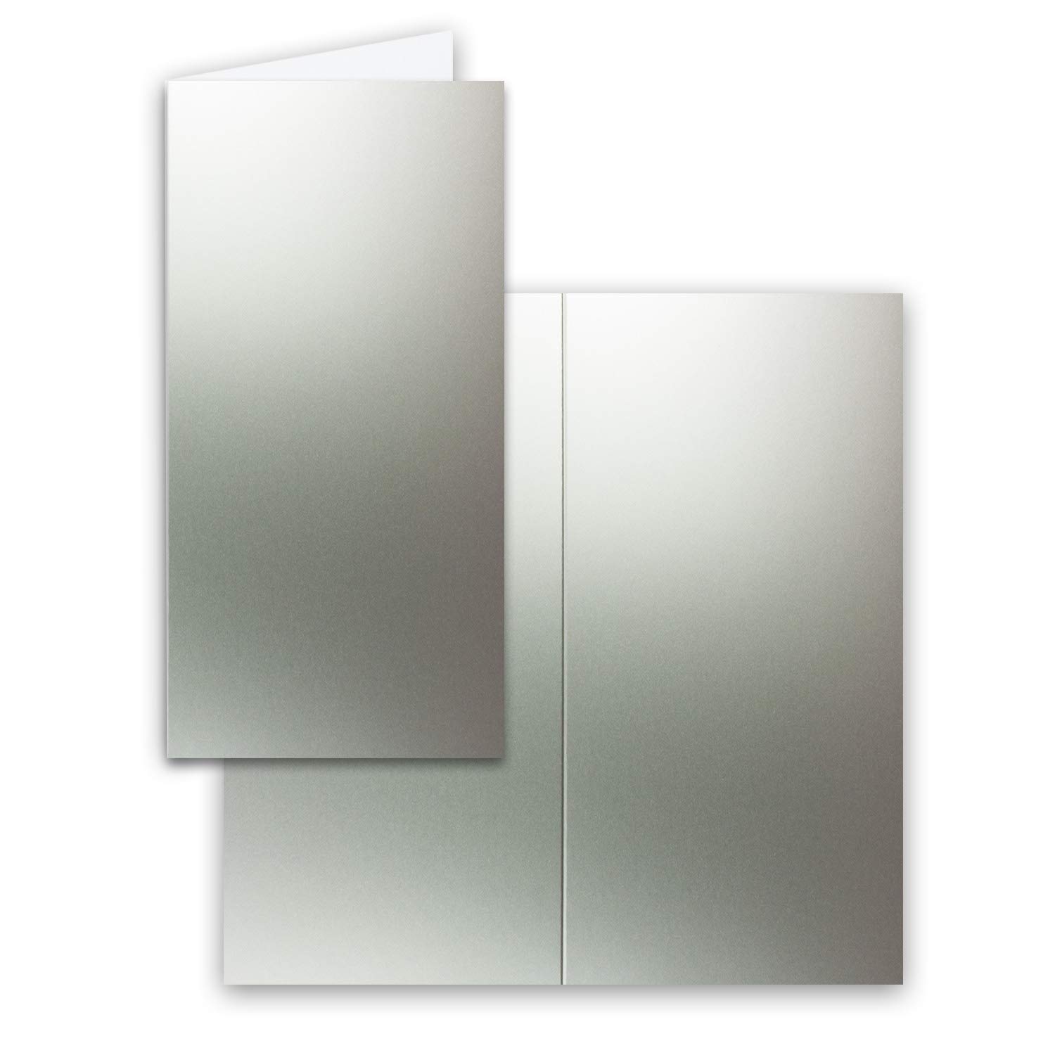FarbenFroh by GUSTAV NEUSER 1000 x składane kartki DIN długie - srebrne (metaliczne) - 10,5 x 21 cm - puste - podwójne karty - składane kartki - 250 g/m²
