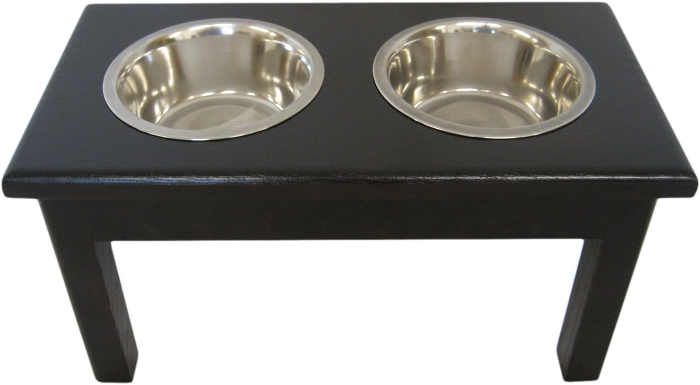 Classic Pet Beds 2-Bowl Traditional Style Ash Pet Diner, Large, Espresso