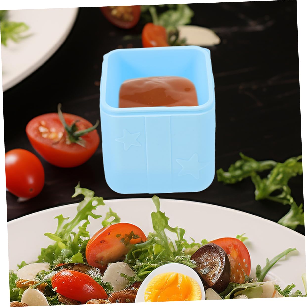 Cabilock 2 Set Di Mini Contenitori Per Condimenti Per Insalata Coperchi in Silicone Per Salse Contenitori Per Condimenti Per Scatole Da Pranzo 4 Pezzi * 2