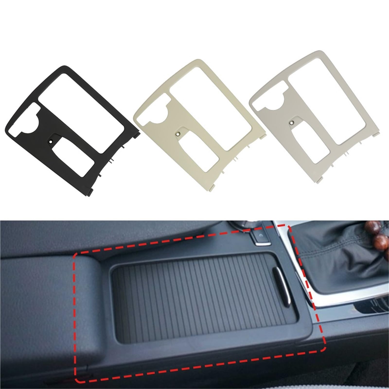Folia na panel‌ Okleina skrzynia biegów‌ Osłona uchwytu na kubek na konsolę środkową pasuje do Mercedesa Benz W204 Klasy C 2007-2014 2046800107 Auto Wymiana wnętrza samochodu(Gray)