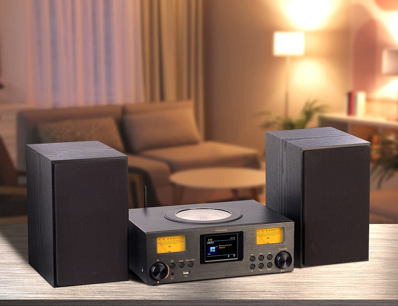 VR-Radio HiFi Anlage: Micro-Stereoanlage: Webradio, DAB+, CD, Bluetooth, App, 300 W, schwarz (Micro Stereo Anlage, Internetradio mit CD Player, Web)