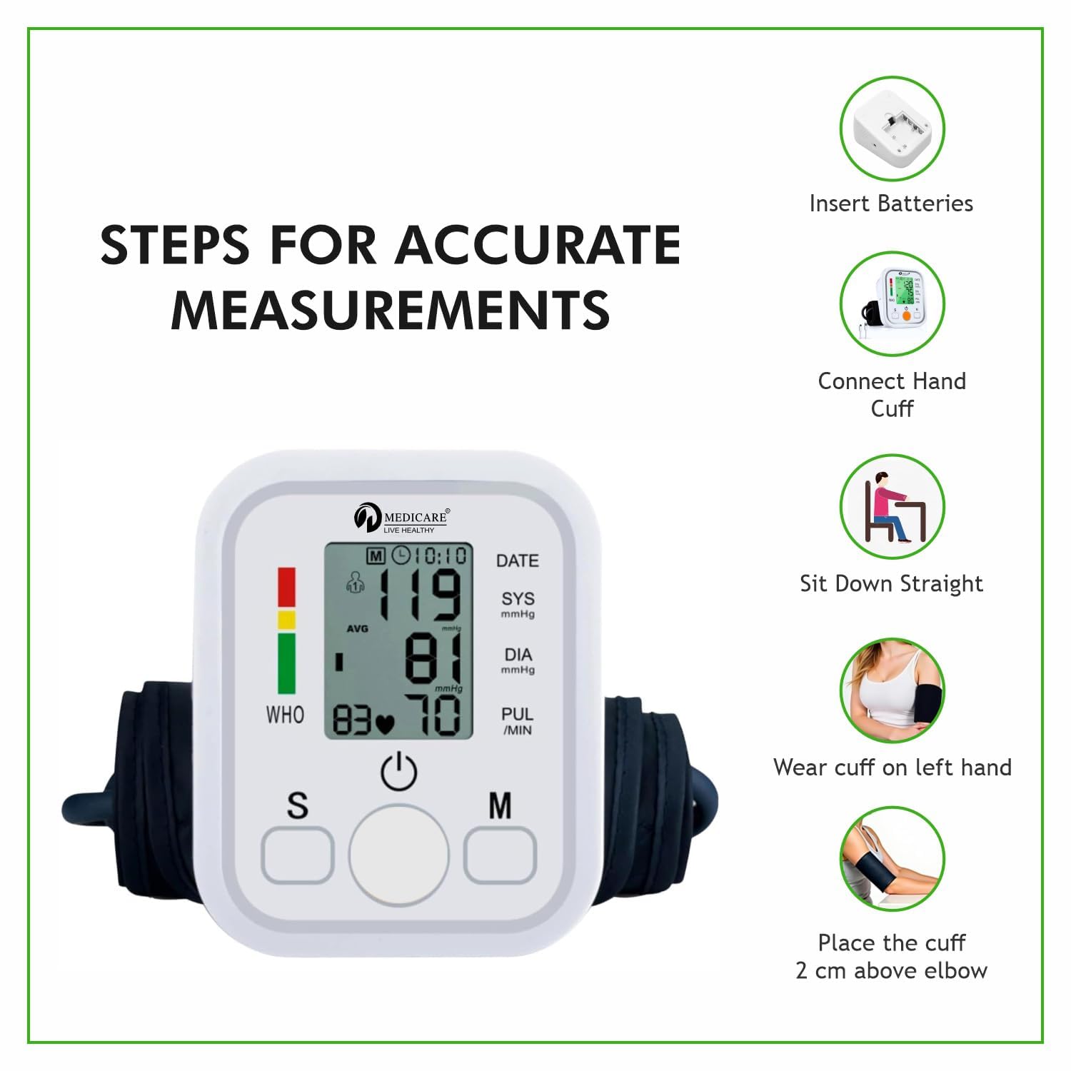 AccuTrust Arm Digital Blood Pressure Monitor with Large LCD Display & Voice Assist | Fast Accurate BP Machine for Adults and Elderly Home Use 4