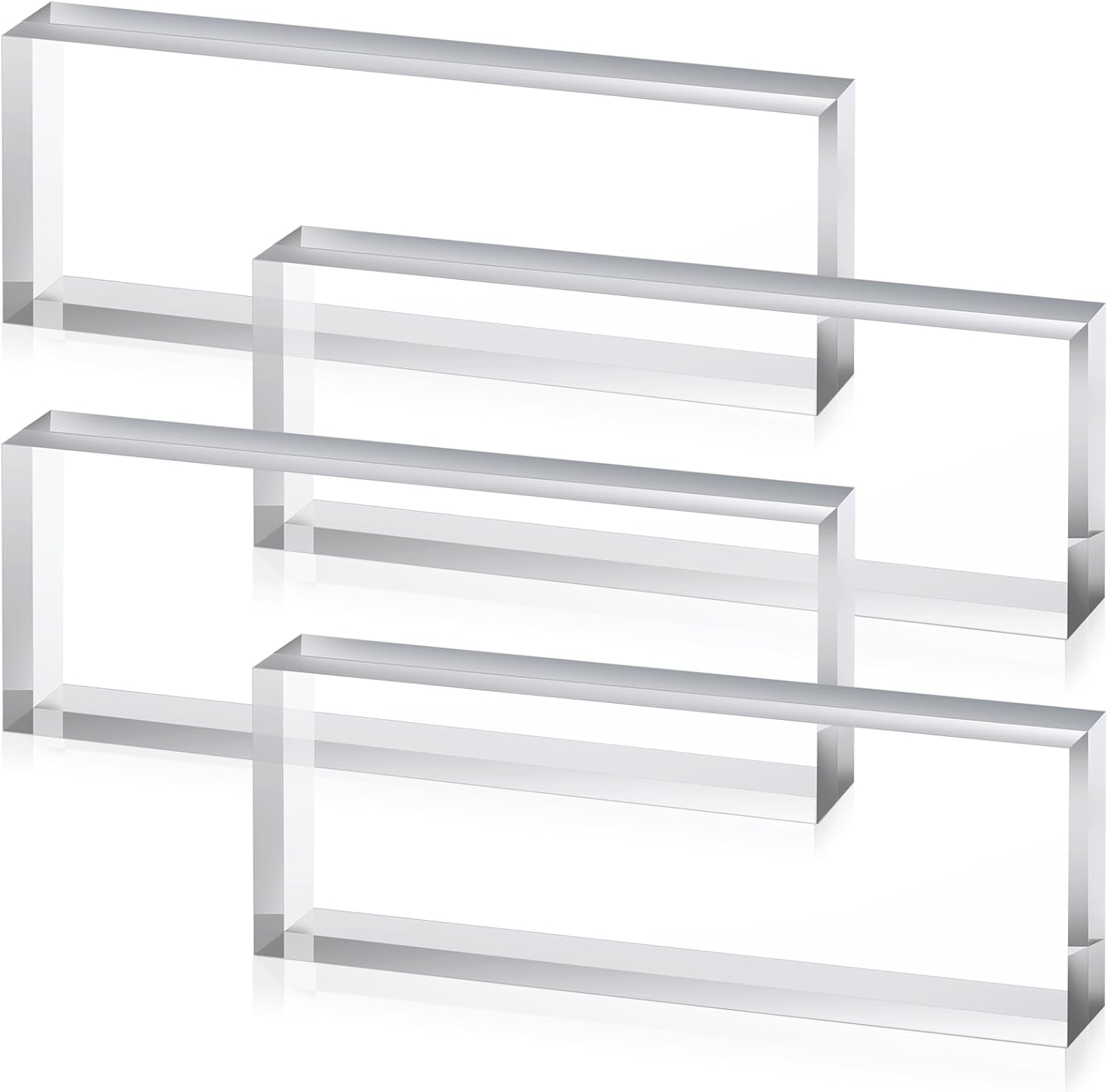 Yousoontic 4 Pcs Clear Acrylic Blocks for Display Blank Name Plate Block Cube Display Stand for Wedding Props Photography Scrapbooking Crafts (3 x 9 x 1.125 Inch)
