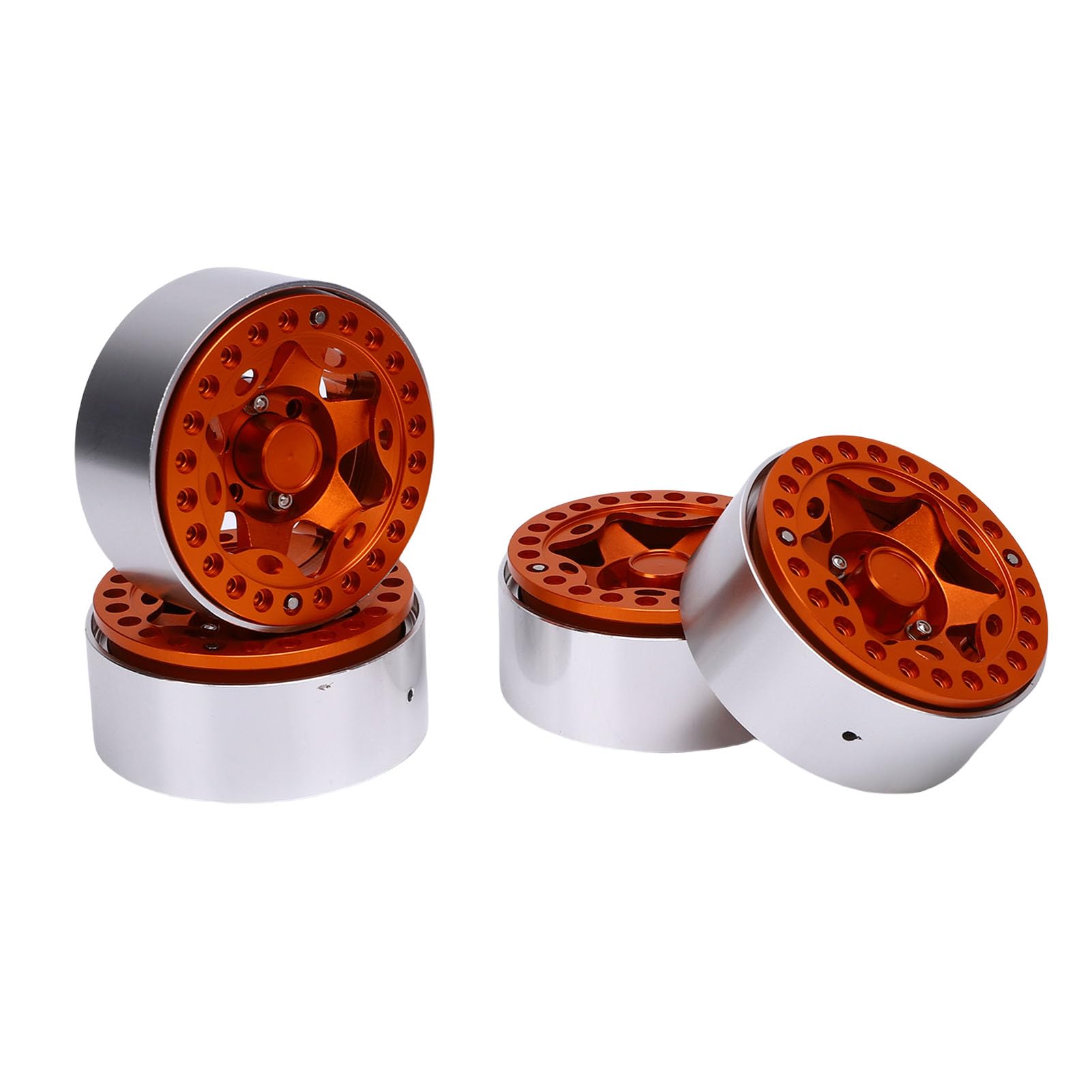 Cerchio Ruota Beadlock in Lega di Alluminio Leggero da 1.9 Pollici per Chenille RC, Installazione Rapida, Prestazioni Stabili, Confezione da 4 (Arancione)