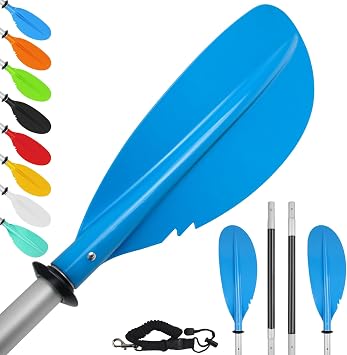 Kayak Paddle,88in 4 Pieces Boat Oars Kayak Paddles,Heavy Duty Aluminum Alloy Shaft Float Lightweight Detachable Adjustable Fishing Kayak Paddle for Adults with Paddle Leash8 Color ,1Pack,2Pack