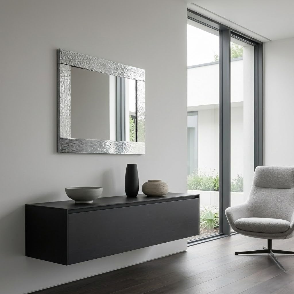 ARHome Specchiera Luxury, 76 x 56, Argento Lucido, Specchio da Parete, Made in Italy