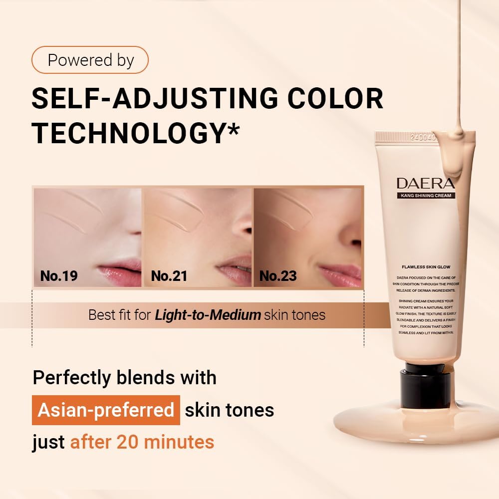 DAERA Kang Shining Korean BB cream, 5-in-1 Self Adjusting BB Tinted Moisturizer Cream (1 Color, Neutral), Glowing Skin Natural Makeup, Buildable Coverage, Lightweight, 0.13 Fl Oz,2-Pack - Image 2