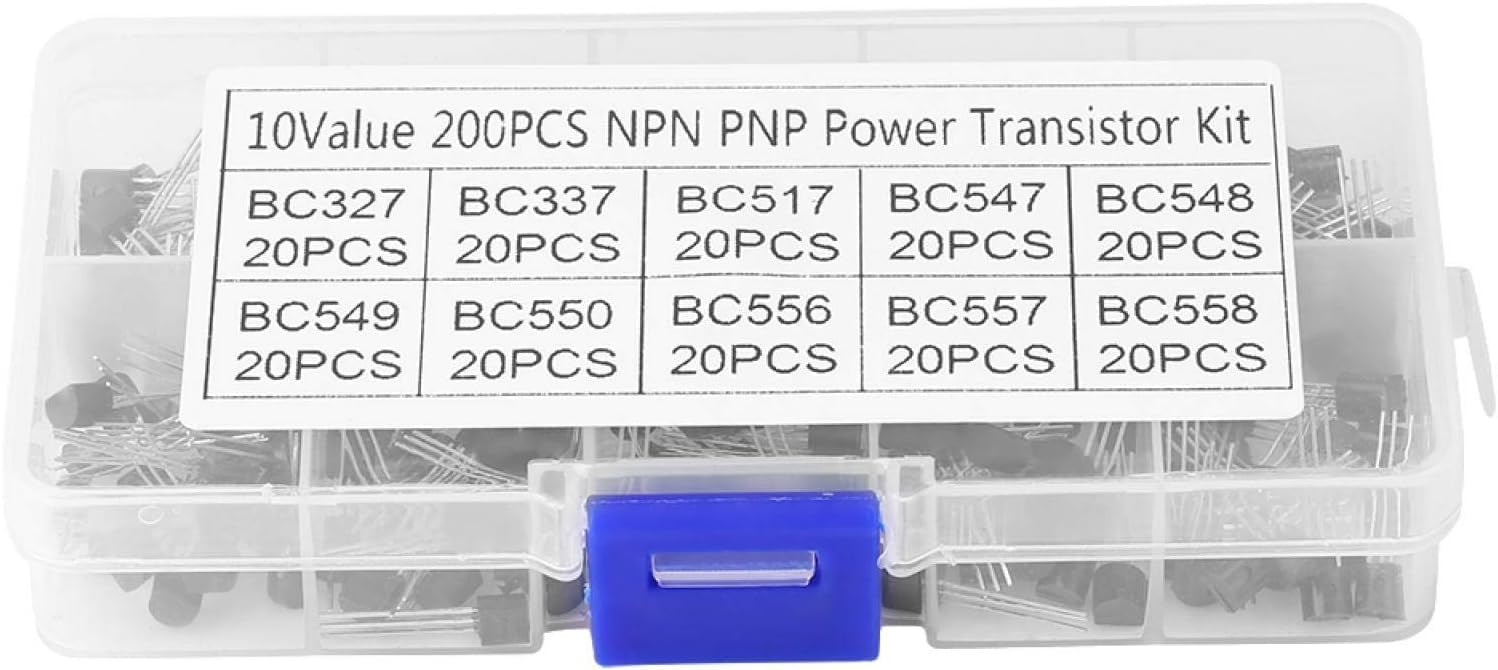 Eujgoov 200Pcs 10 Values Transistor Kit, Npn Pnp To‑92 Bc327‑Bc558 Transistor Assortment Diy Kit Electronic Components Kit