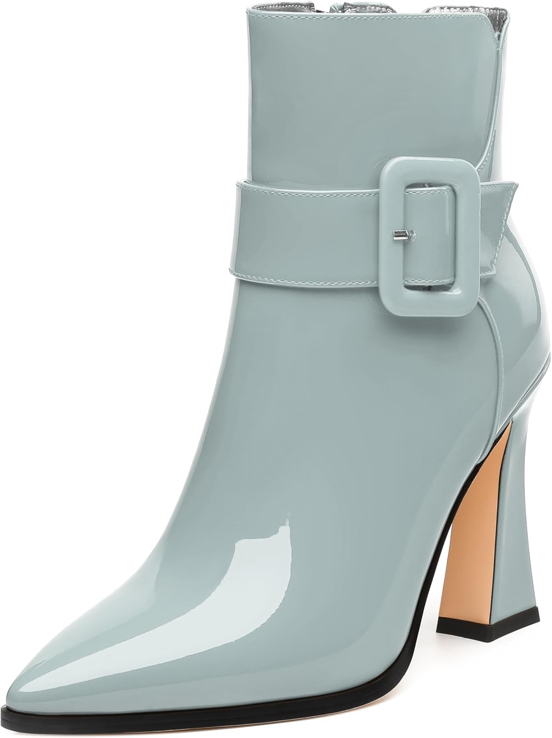 Women's Ankle Boots, High Heel Ankle High Bootie, Pointed Toe Ankle Boots, Side Zip Fashion Buckle Short Boots for Women