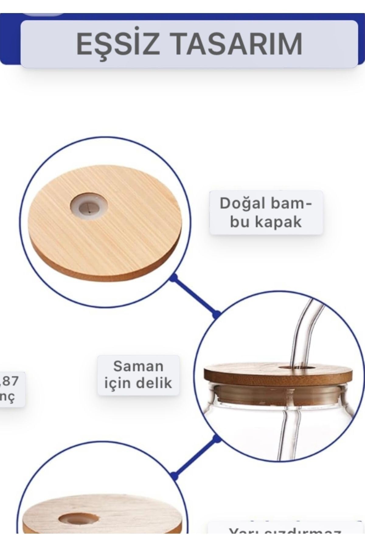Yenigeldi 1 Adet Çilek Kapaklı Tıpa Cam Pipetli (9 Mm),Siboplu Bambu Kapaklı,Bardak Ve 1 Adet Fırça,Şeffaf