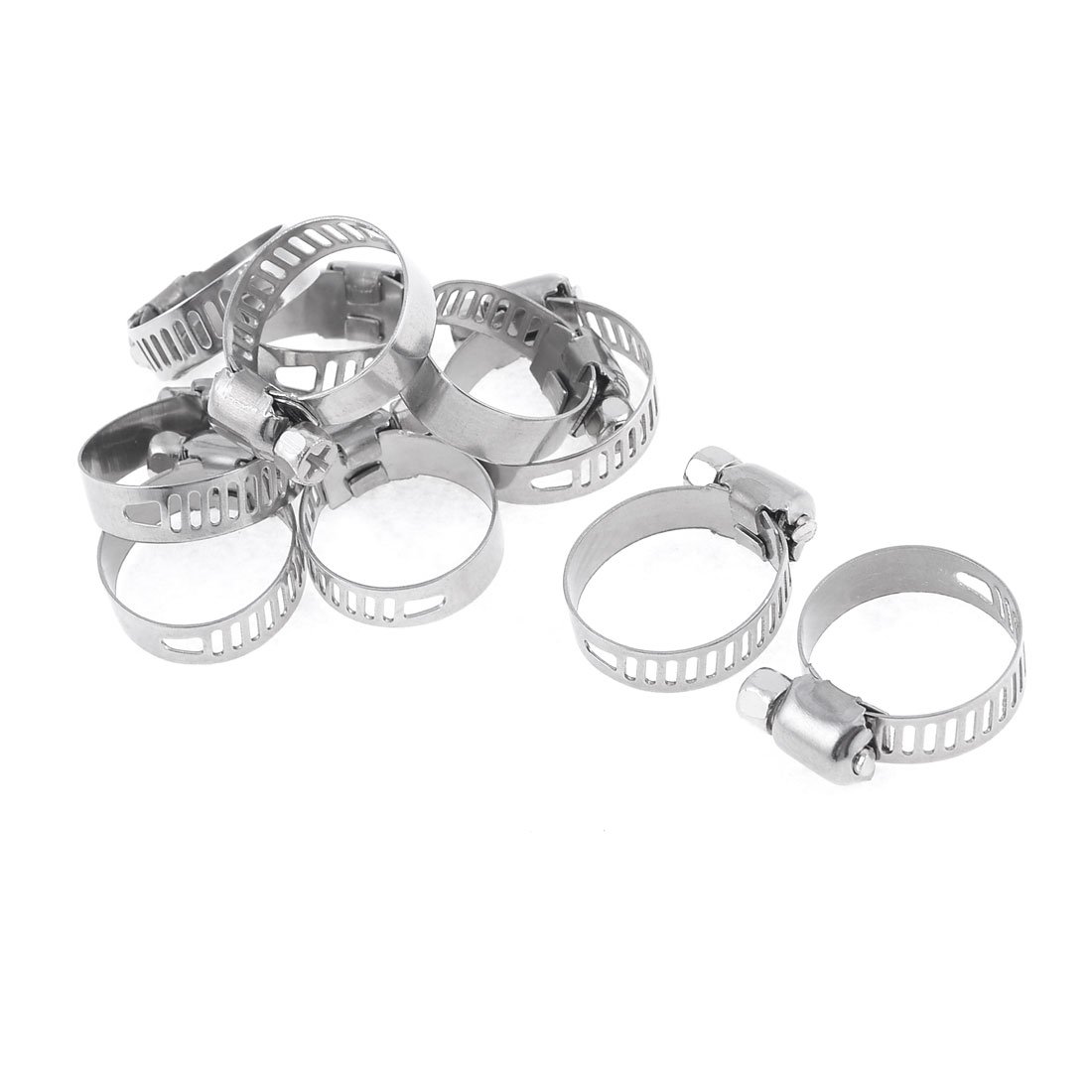 Aexit 10 Pcs Clamps Adjustable Stainless Steel Worm Drive Strap Clamps Hose Clamp