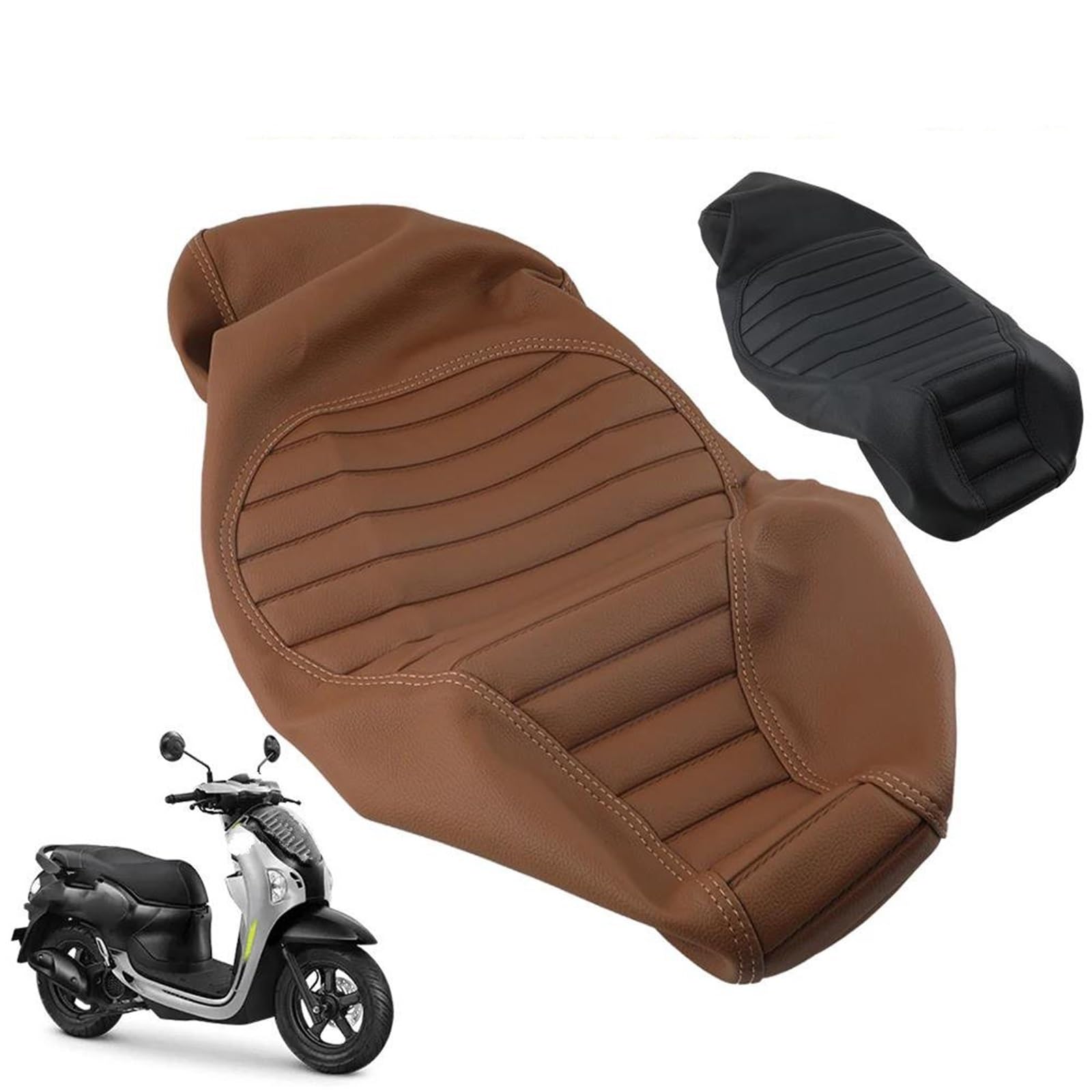 Motorrad-Zubehör Bequemer Leder-Sitzkissenbezug Isolierung Schutzhülle Für Scoopy rutschfest(Schwarz)