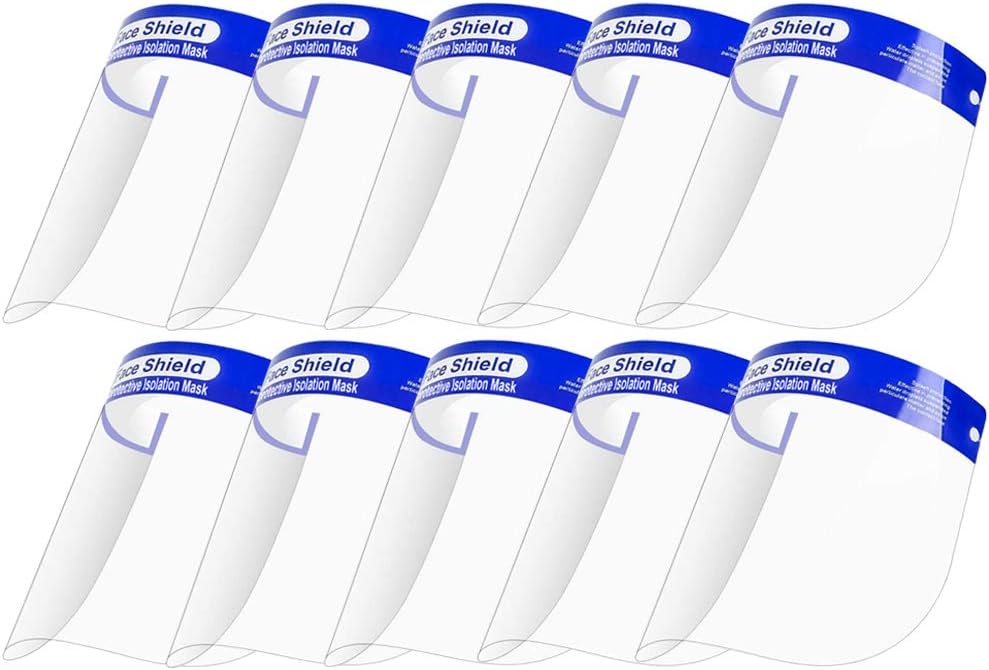YOBON FV10 10X Safety Face Shield All-Round Visor Cap w/Protective Clear Film Elastic Band and Comfort Sponge to Windproof dustproof Anti-Splash Facial Cover Adjustable for All