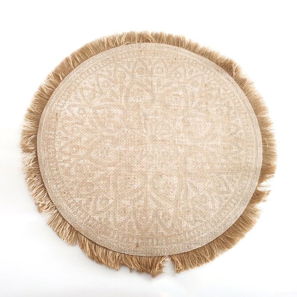 Tovagliette Rotonde in Juta Boho per Sala da Pranzo, Decorazione per Tavolo da Cucina