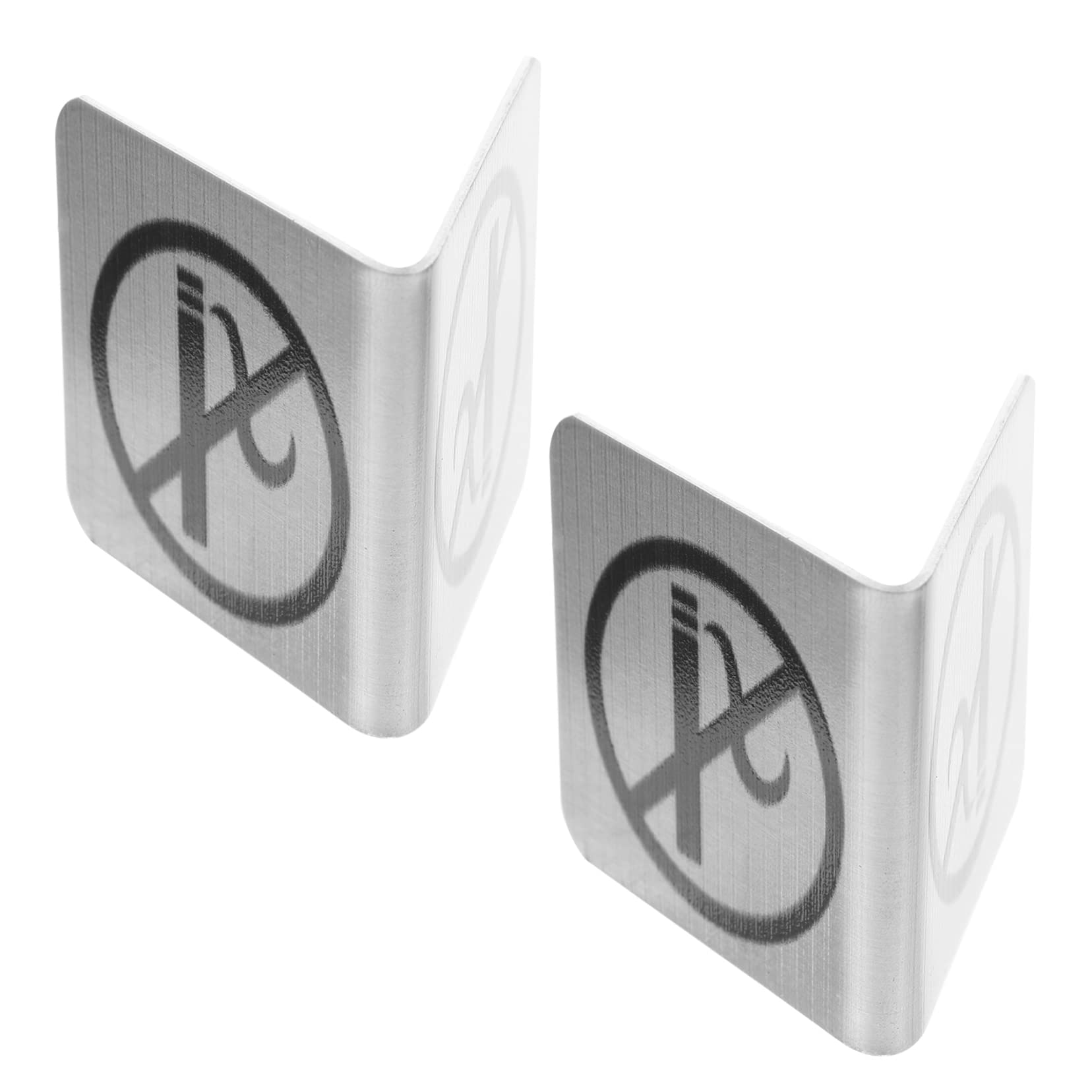 Cabilock 2-pack Stainless Steel No Smoking Sign Tabletop Nonsmoking Signboard Wedding Hotel Decor