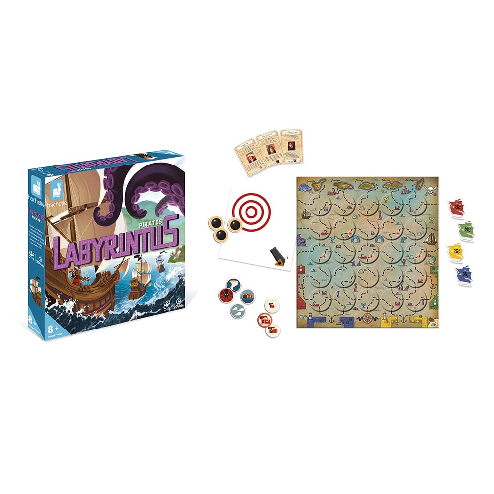 Janod - Labyrintus Pirates - Jeu de Société Enfant - Jeu de Plateau et de Stratégie - Langue Française - Dès 8 Ans - J02463