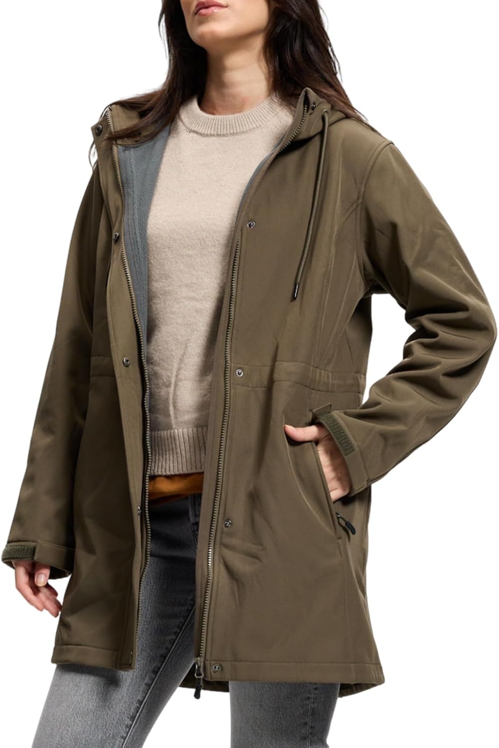 SaphiRose Women’s Waterproof Rain Jacket with Fleece Lining Hooded Windbreaker Long Warm Outdoor Softshell Coat SaphiRose Women’s Waterproof Rain Jacket with Fleece Lining Hooded Windbreaker Long Warm Outdoor Softshell Coat