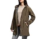 SaphiRose Women's Waterproof Rain Jacket with Fleece Lining Hooded Windbreaker Long Warm Outdoor Softshell Coat