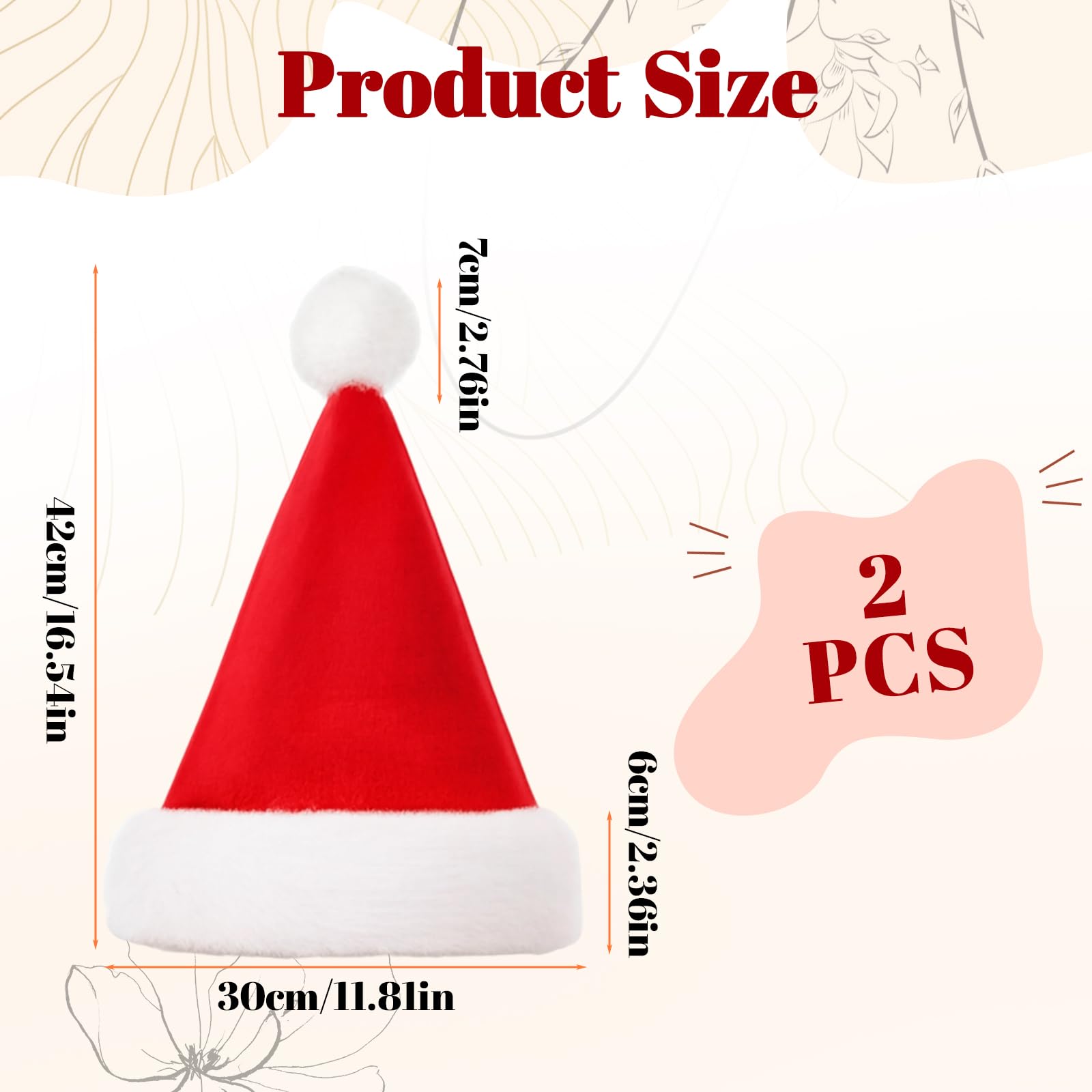 WaaRiuQ 2Pcs Santa Hats for Kids Festive Christmas Hat With Plush Material - Image 2