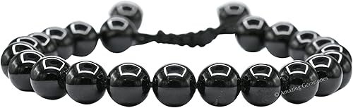 Black Obsidian Bracelet for Women Men's Gifts - Protection Healing Crystal Bracelet - 8mm Gemstone Beaded Adjustable Bracelet Pulseras Para Hombres