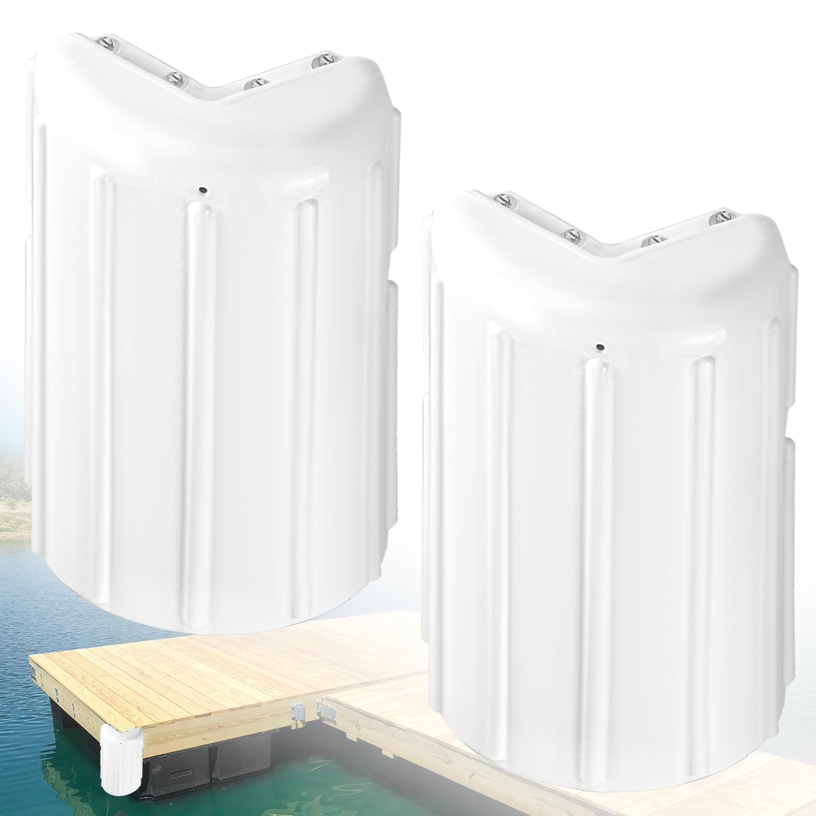 Corner Dock Bumper Fender, Inflatable Dock Protection,Marine Corner Dock Fender Bumper,Boat Dock Corner Bumpers for Docking, Soft UV-Resistant Vinyl Dock Bumpers,Mounting Hardware Included,8'x15'