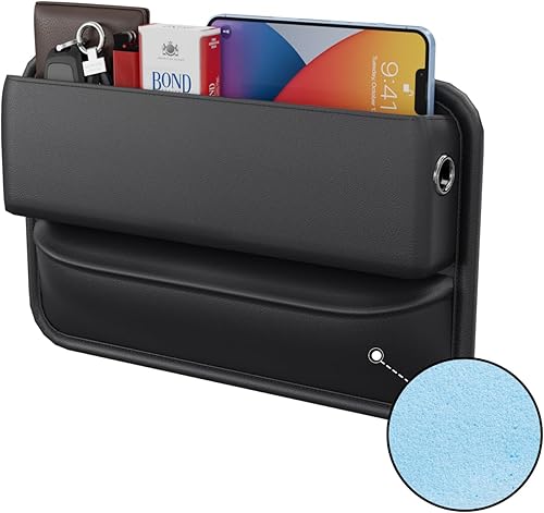 Miniatura 1 de Organizador de cuero para asiento de automóvil y accesorios automotrices de almacenamiento, para asientos delanteros, relleno de huecos ajustable