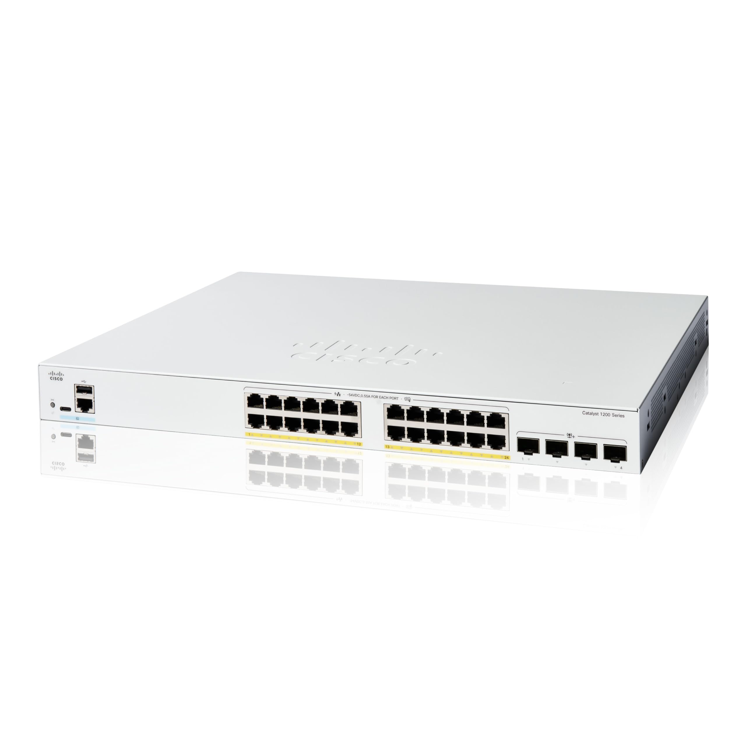 Cisco Switch Inteligente Catalyst 1200-24FP-4X, GE de 24 Puertos, PoE Completo, SFP+ 4 x 10 GE, protección Limitada de por Vida (C1200-24FP-4X)