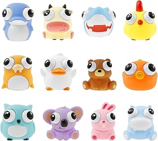12 piezas de juguetes para apretar los ojos, bola de estrés para adultos, divertido, lindo animal de dibujos animados, divertidos artilugios para fiestas, para la oficina en el dormitorio del hogar