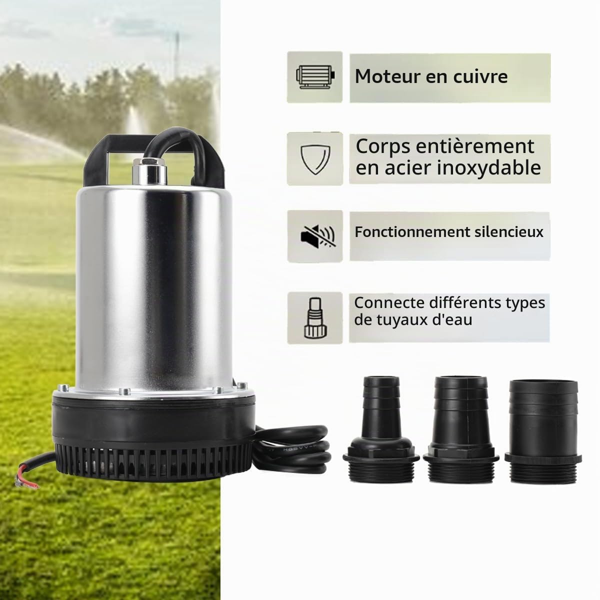 Pompe Submersible,DC 12V Pompe à Eau Submersibles 6000L/H Pompe à Eau