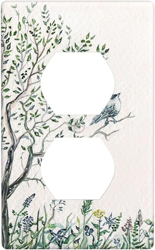 Miniatura 60 de Placas de pared para receptáculo de dispositivo dúplex de 1 banda, cubiertas de toma de corriente azul retro onduladas, cubiertas decorativas para