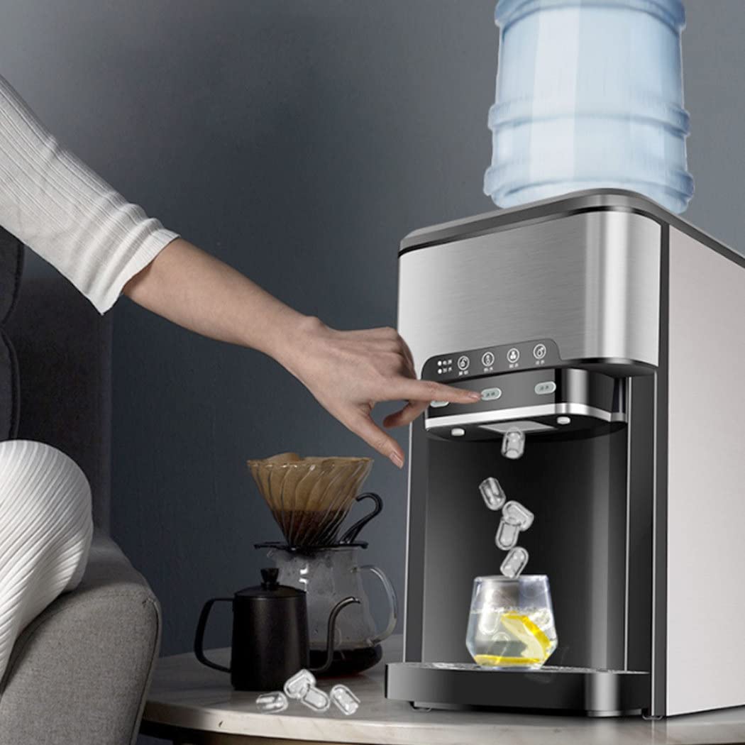 Machine à Glaçons Acier Inoxydable, Ice Maker, 25kg par Jour, Réservoir de 1.8l, 7-11 Glaçons par 12 Min, Automatique électrique Compact Portable Machine à Glace, avec Cuillère à Glace