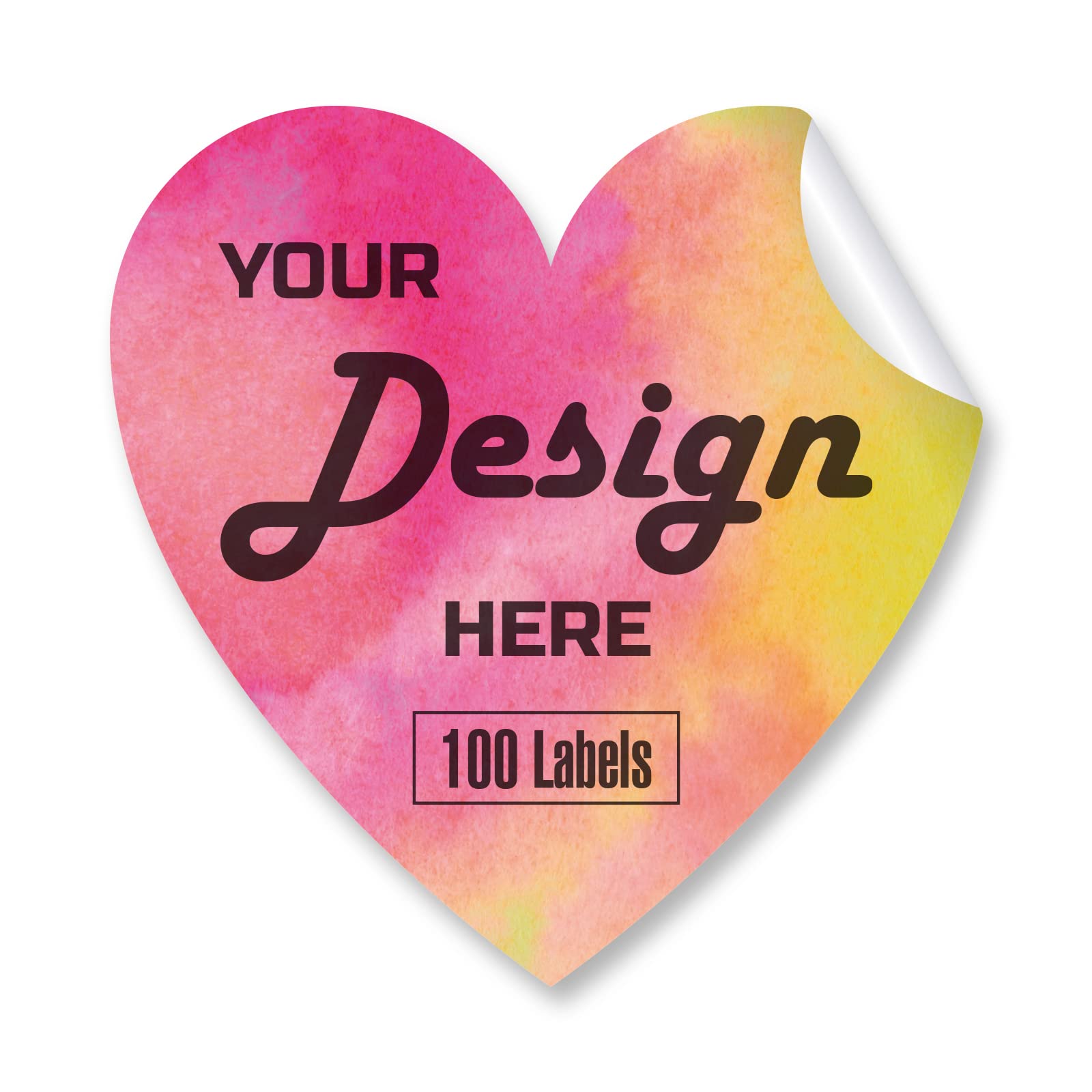 AWUSA Custom Stickers - Heart Shaped Stickers, 100 Pink Labels, Waterproof, Outdoor Use
