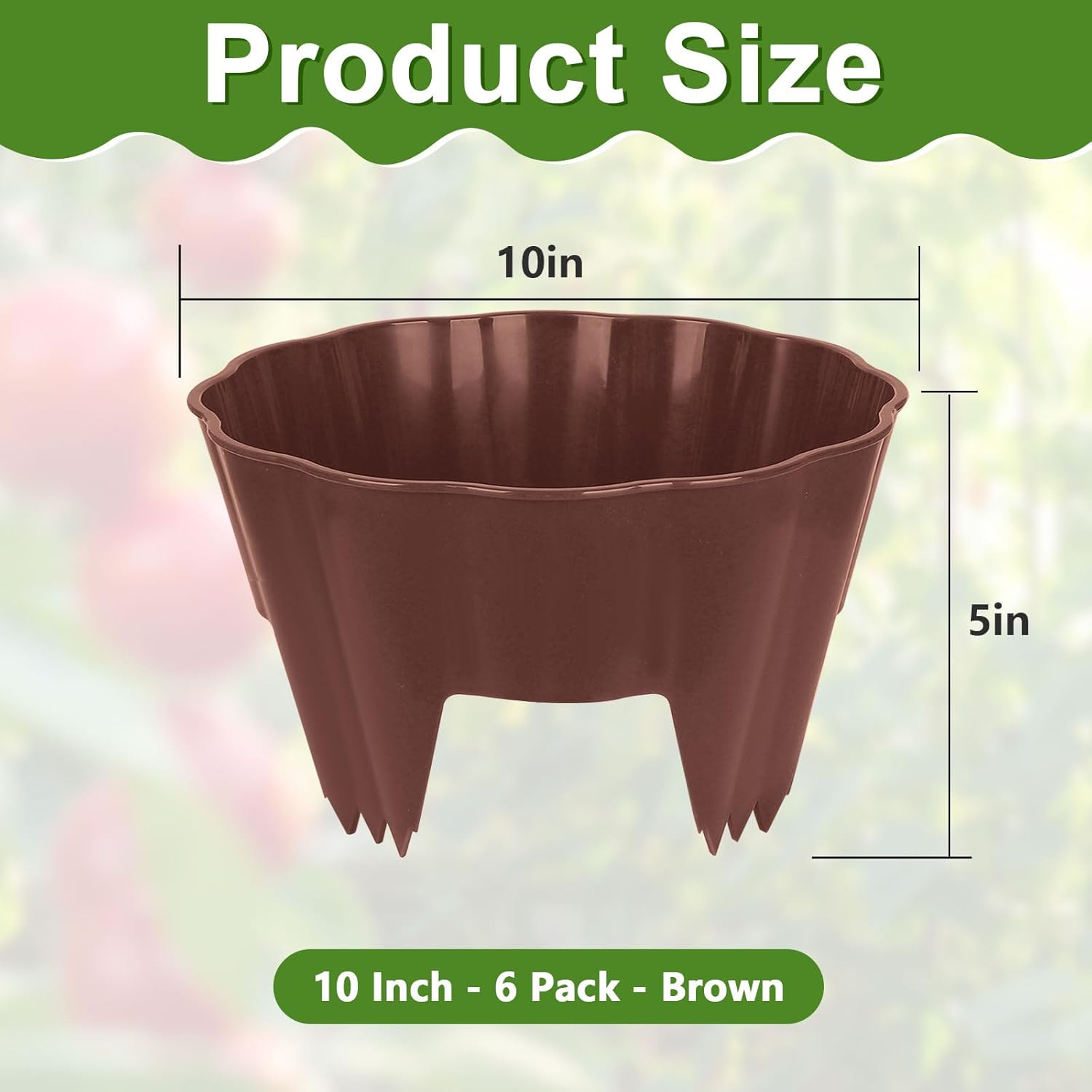 6 Pack Round Planting Grow Rings,10" Planting Protective Round Edging, Plant Support Rings to Protects Plants, Deep Watering Plant Collars for Vegetables Herbs Flowers (Brown)