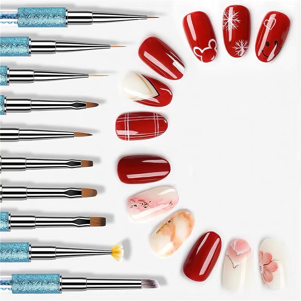 N/A Pennello per nail art da 15 dimensioni Disegno professionale Pittura Consigli per nail art in acrilico Pennello per ricostruzione manicure WolFum